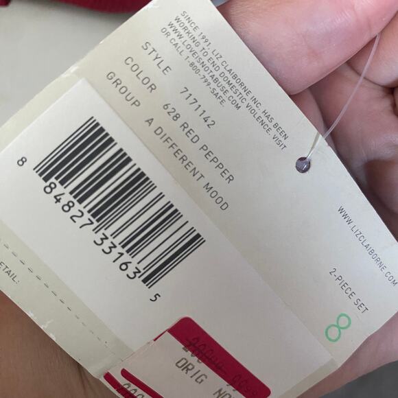 Liz Claiborne Suits NWT Red Pepper Suit Jacket Blazer Gold Buttons Sz 8 - Picture 9 of 12